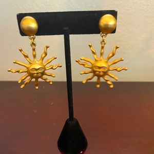 Vintage Anne Klein Sun Face Pendant earrings